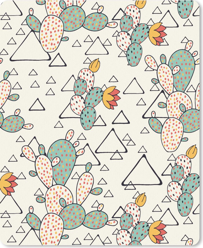 MuchoWow Mauspad Mousepad Muster - Kaktus - Dreieck 30x40 cm - Mousepads - Maus Mat - Pad - Mausunterlage - Mausmatten