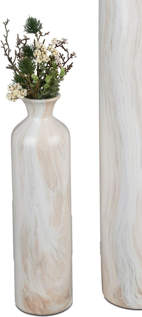 Deko Flaschenvase MARMOR rund H. 38,5cm creme braun Keramik Formano