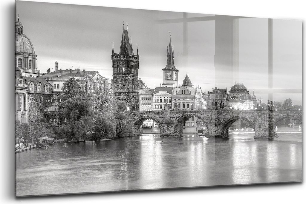120x60 - Glasbilder - Bilder auf Wandbild - Foto auf Glas - Blick auf die Karlsbrücke Prag