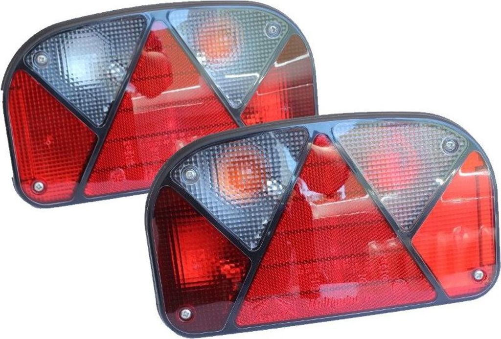 Two trailer tail lights are shown against a white background.