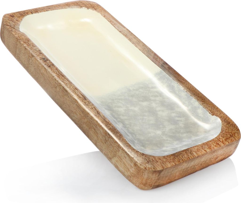 com-four Deko Schale aus Holz - Eckige Holzschale beschichtet - Holz-Schüssel für Zimmerdeko, Snacks und Obst