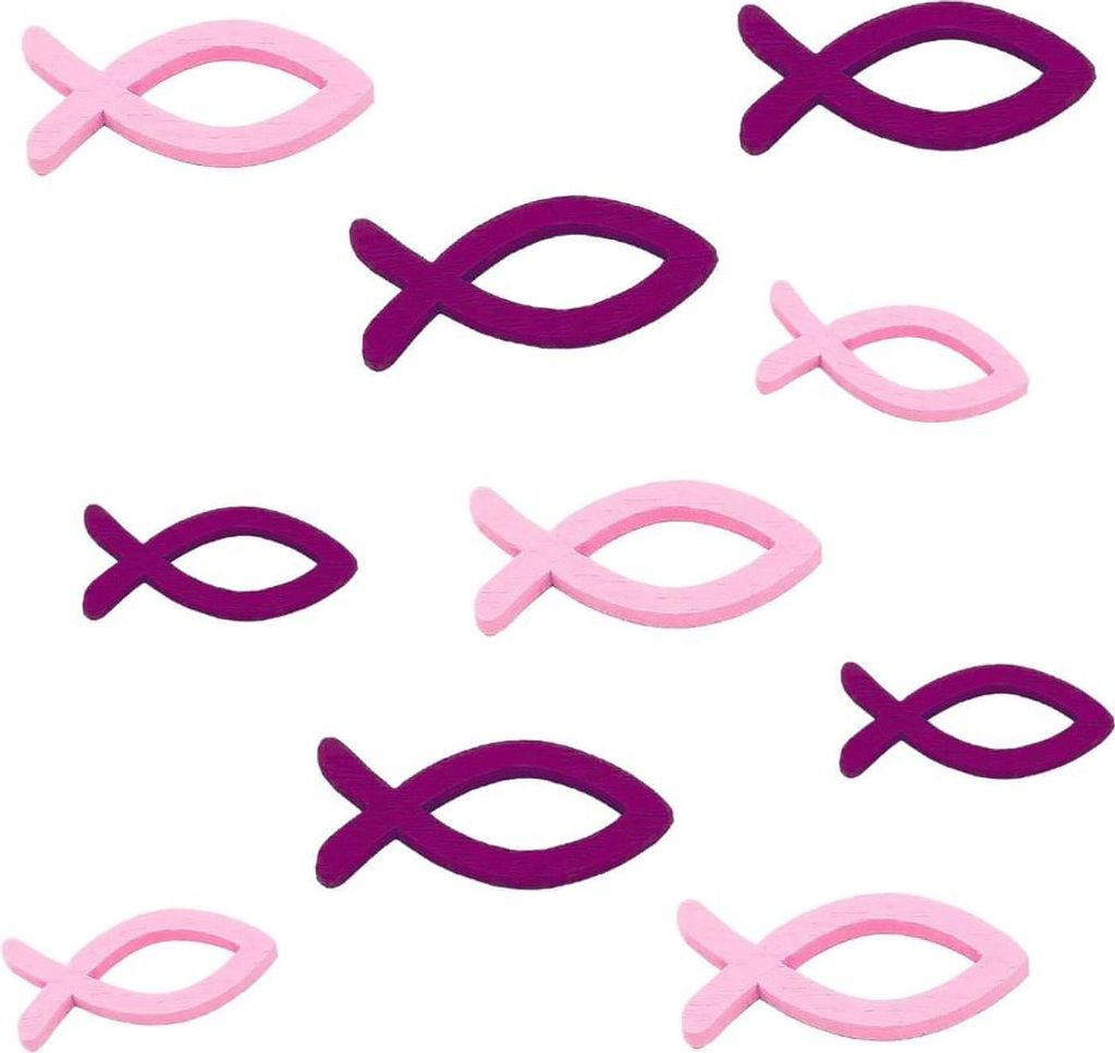 Oblique Unique 36 Holz Fische Mix Streudeko Taufe Kommunion Konfirmation - Echtholz