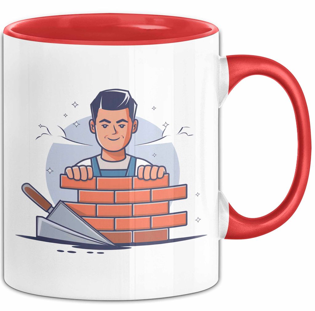 Maurer Tasse Geschenk Lustige Geschenkidee Spruch Für Ziegelbauer (Rot)