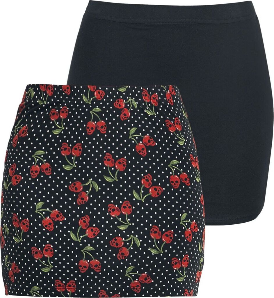 Rock Rebel by EMP Damen schwarze Röcke im Doppelpack - elastischer, bequemer Baumwolljersey XL