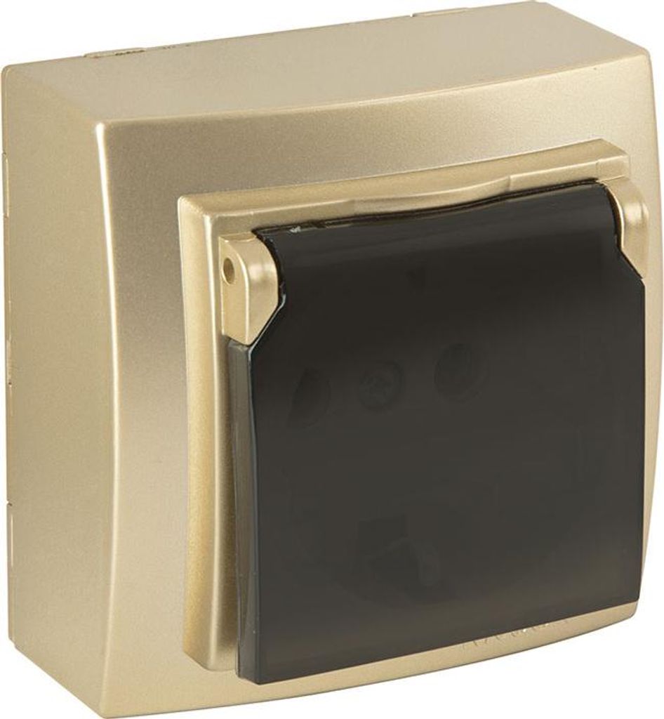 Steckdose mit Deckel Gold Metall Optik – Aufputz IP20 für Produktbild 