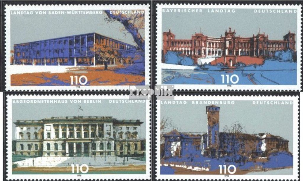 Briefmarken BRD (BR.Deutschland) 1998 Mi 1974-1977 (kompl.Ausg.) postfrisch Landesparlamente in Deutschland