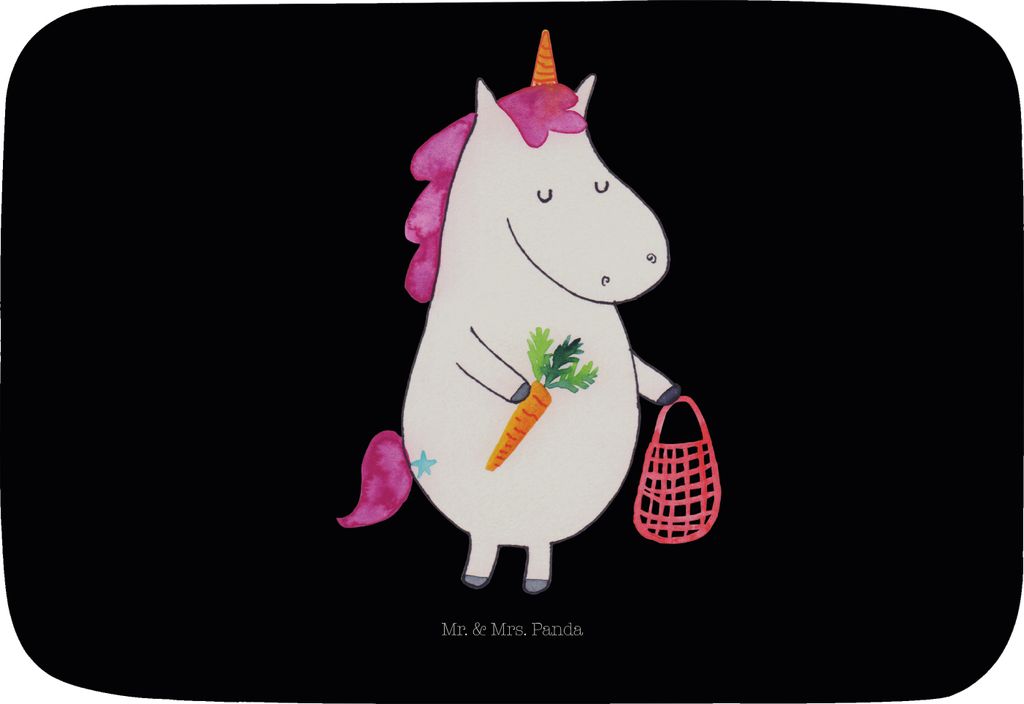 Mr. & Mrs. Panda Badläufer Einhorn Vegan - Schwarz - Geschenk, Veganer, Badvorleger, badezimmervorleger, Gesund essen, Badteppich, Bad Fußmatte, ...
