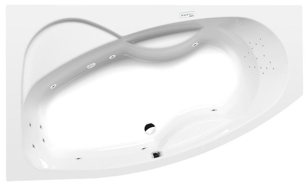 Polysan MAMBA L Whirlpool-Badewanne, 170x100x44cm, Highline Hydro, Chrom