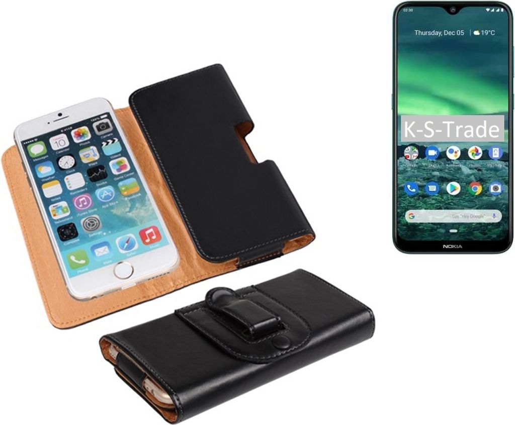 K-S-Trade Schützhülle Handyhülle kompatibel mit Nokia 2.3 Holster Gürtel Tasche Schutzhülle Handy-Tasche Smartphone Case Seitentasche schwarz 1x