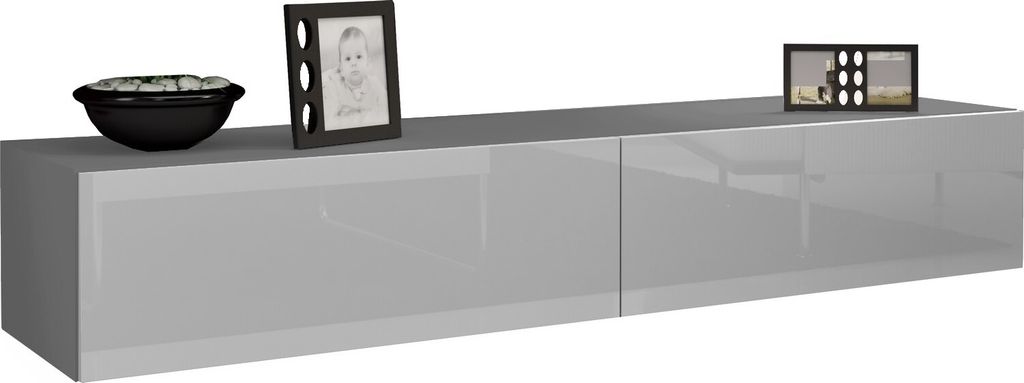 Furniture24 Tv Schrank Vigo 180 cm Länge, Hängeschrank, Wandschrank, Fernsehentisch mit 2 Klapptüren, Lowboard, Grifflose Öffnen, "Push to open...