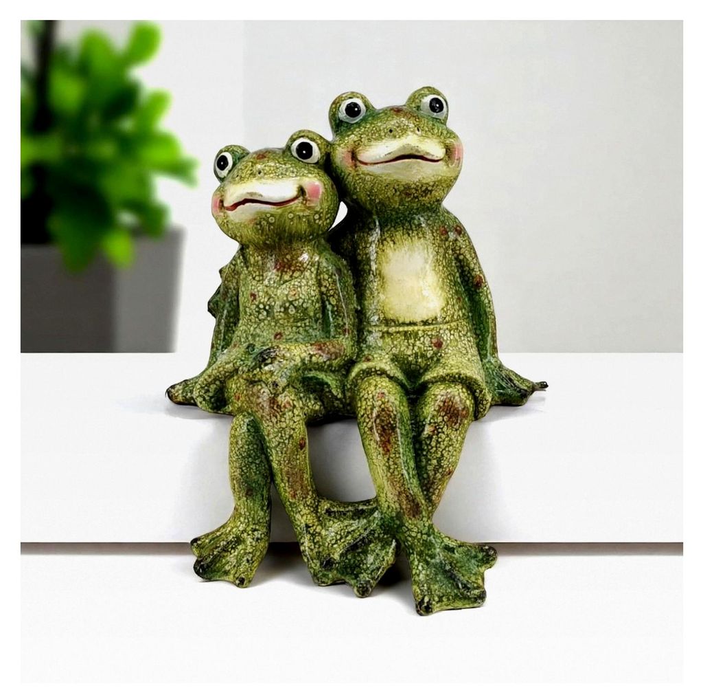 Kunststein Gartenfigur sitzendes Frosch-Paar 31 x 40 cm Dekofigur Skulptur Gartendekoration