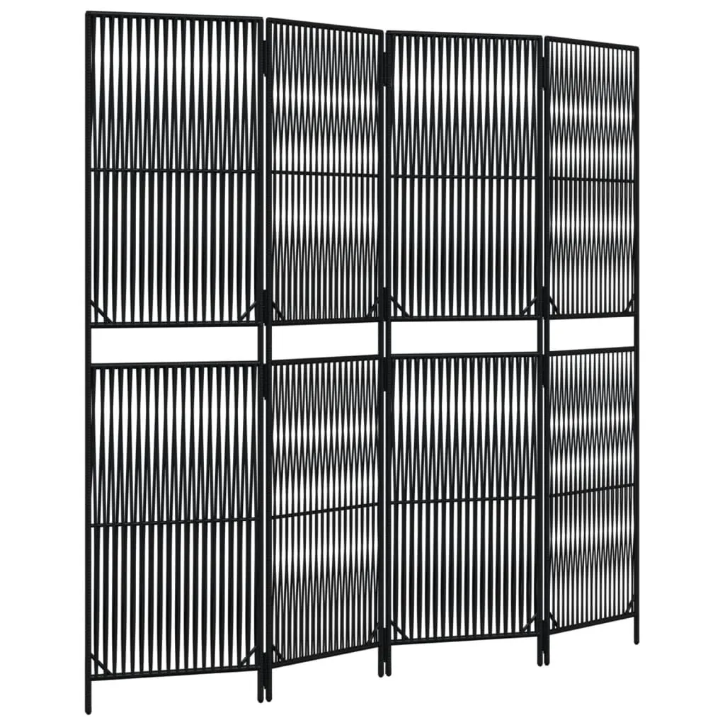 Paravent 4 volets noir en résine tressée vidaXL pour terrasse