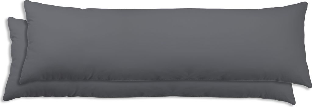 2er Set Seitenschläferkissen Kissenbezug 40x145 cm Uni anthrazit grau Microfaser