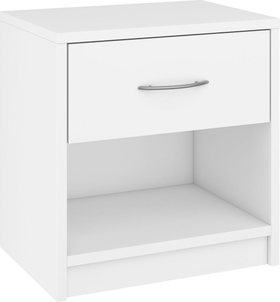 YUMEBLY Nachttisch mit Schublade | Beistelltisch für Schlafzimmer, Wohnzimmer, Jugendzimmer | Kleine Nachtkommode 39x40x28 cm | Weiß