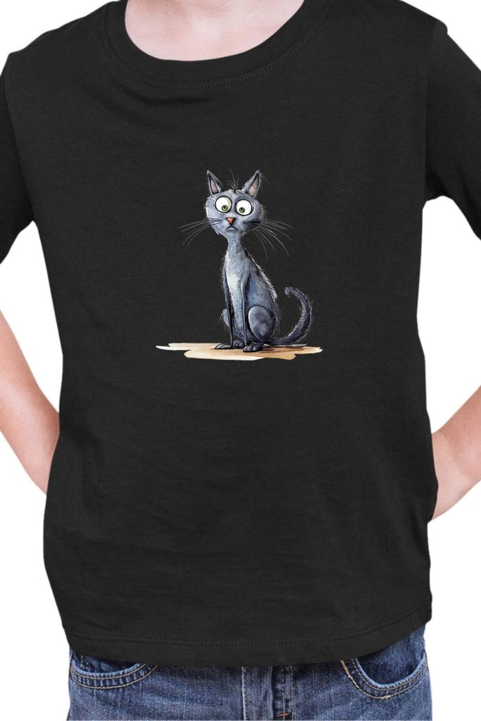 Kinder T-Shirt Funny Cats Breeds Korat Cat, 3-4 Jahr - 104 / Schwarz