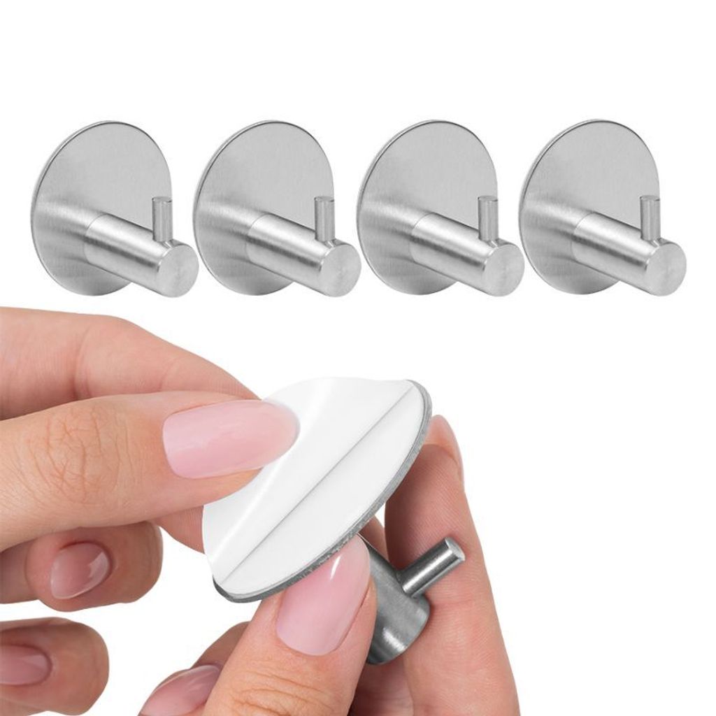 4 x Wandaufhänger, 4 Haken, Silber