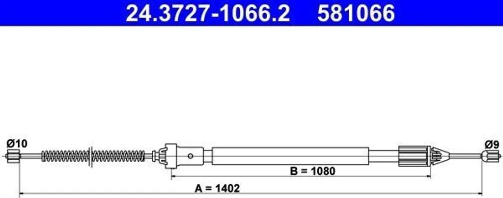 Câble frein à main ATE renforcé 24.3727-1066.2 compatible Clio II