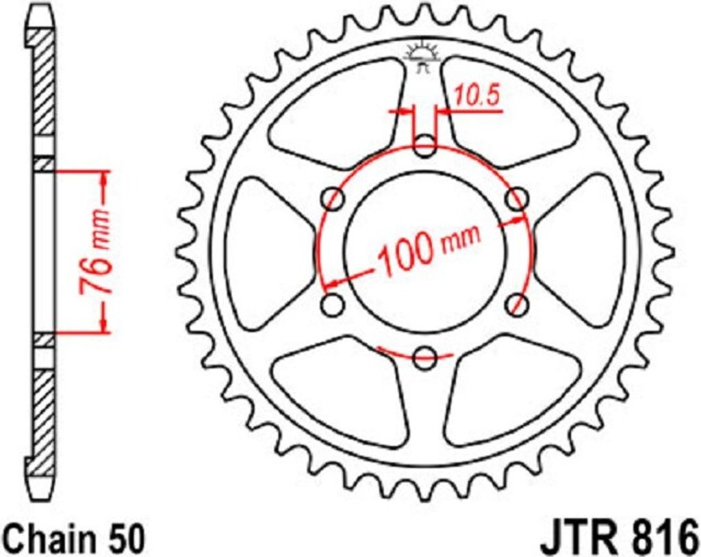 JTSPROCKETS Kettenrad JTR816.46 Hinten Kohlenstoffstahl