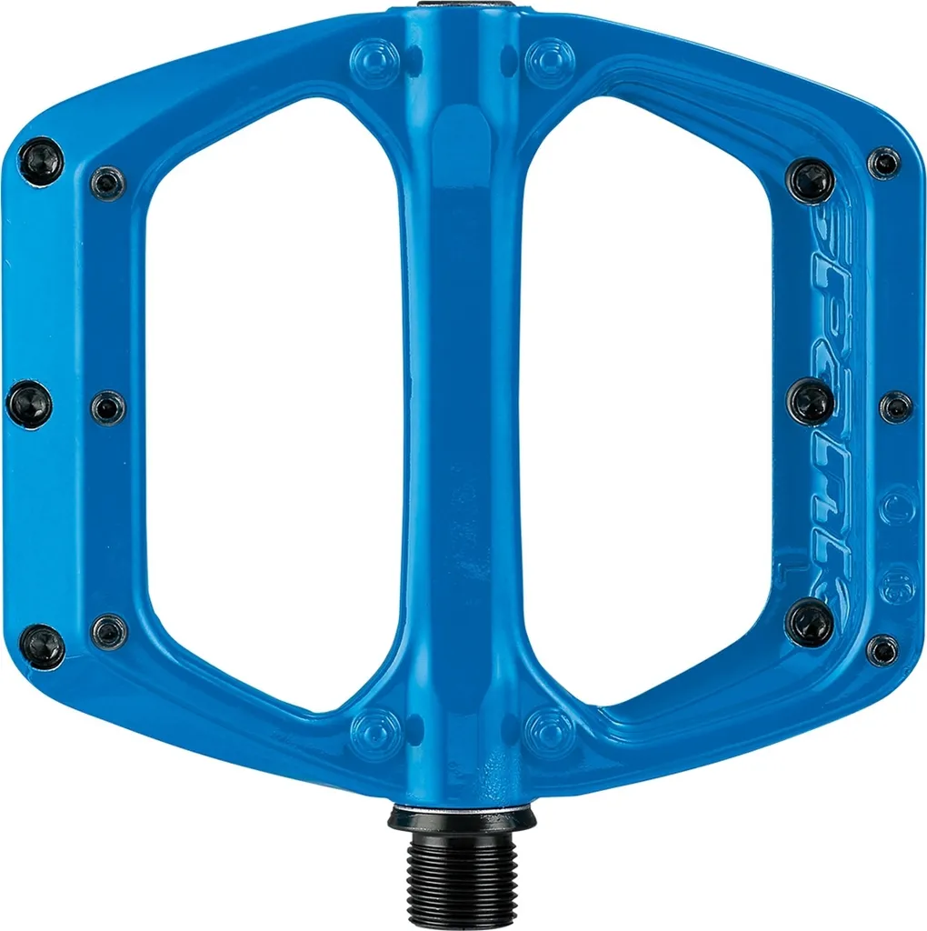 Pédale Plate VTT Spank Spoon DC Bleu Vif en Alliage avec Picots Grip Max