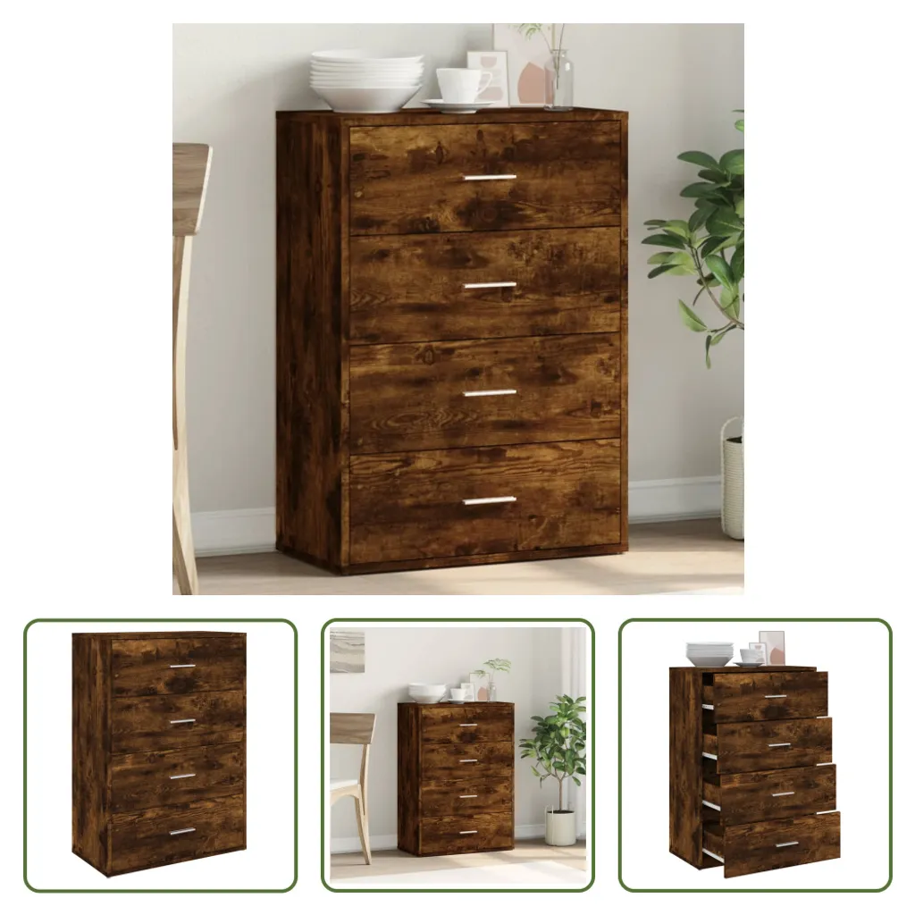 Credenza Salvaspazio 60x31x84 cm Rovere Fumé | The Living Store Online