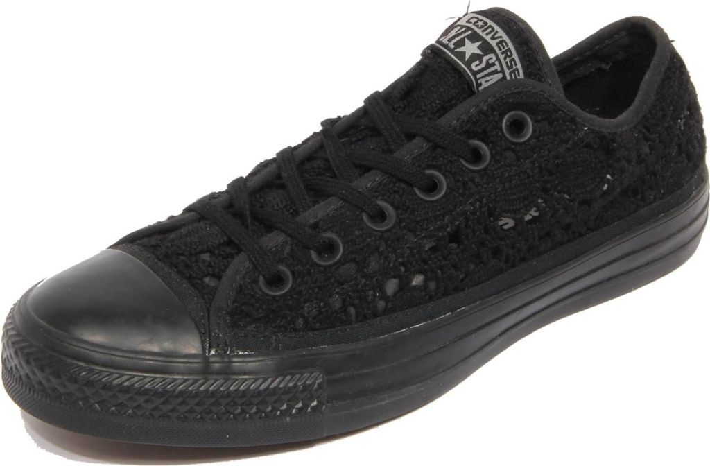 H0810 sneaker donna CONVERSE Frau ALL STAR perforiert Häkelschuh schwarz