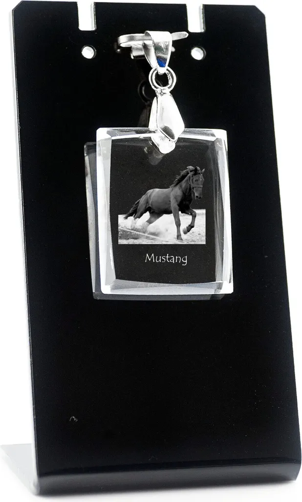 Pendente Tecnico Mustang Art-Dog: Incisione Laser in Cristallo Ottico