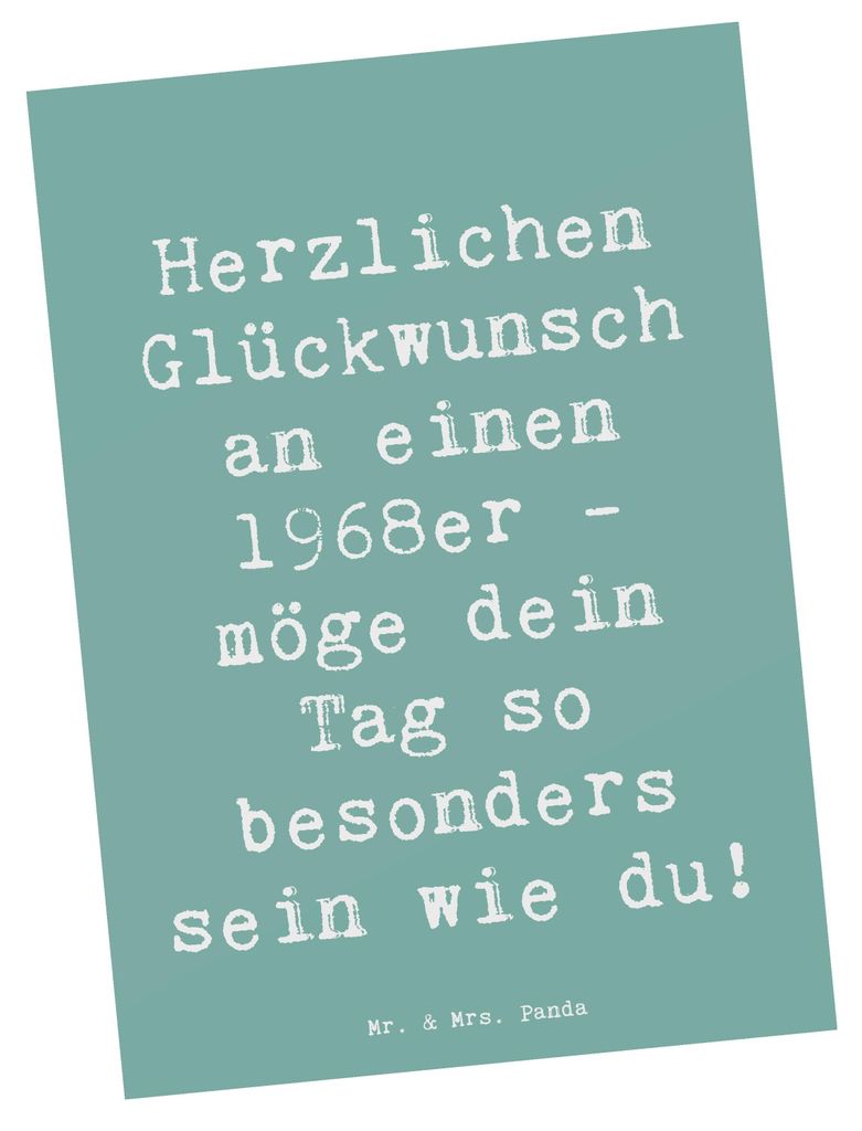 Mr. & Mrs. Panda Ansichtskarte Spruch 1968 Geburtstag - Meeresbrise - Geschenk, Kunstkarten, Erinnerungen, Herzlichen Glückwunsch, Grußkarte, Geb...