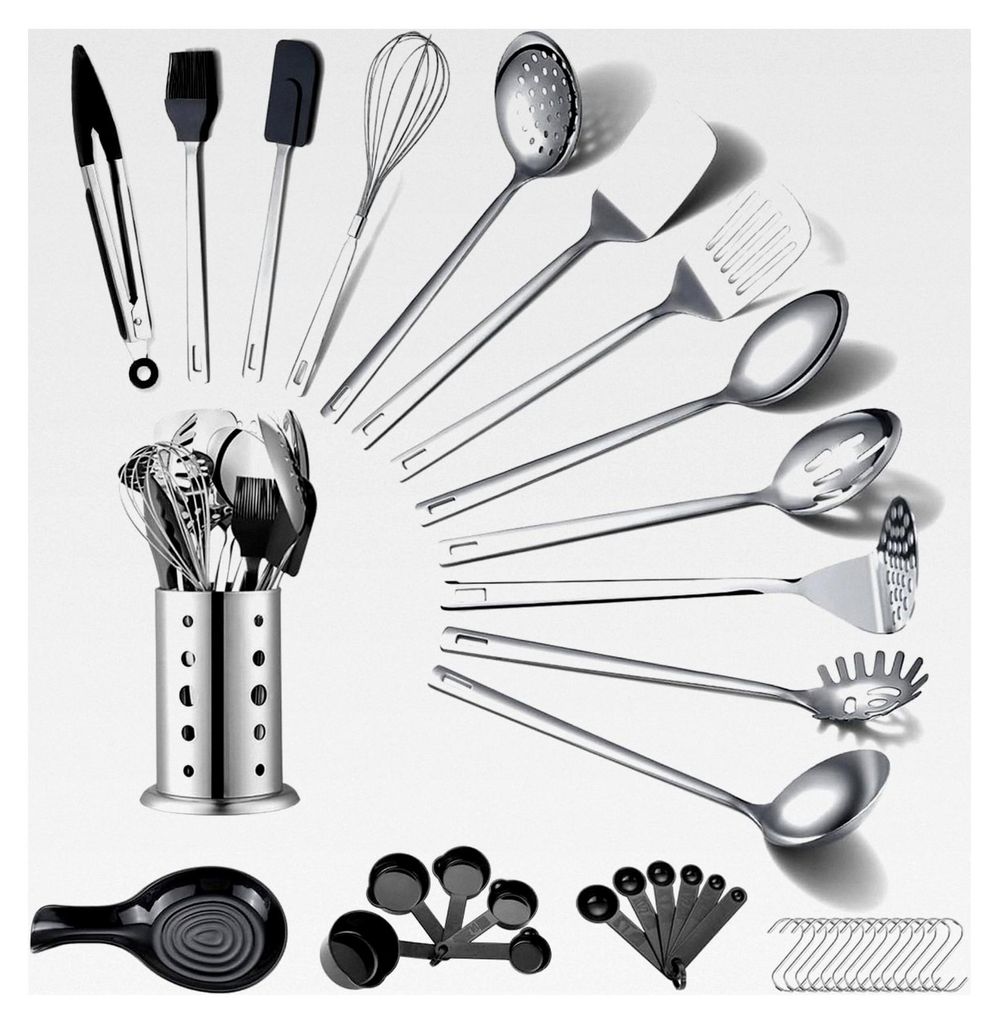 Edelstahl Küchenutensilien Set 40-teilig mit Utensilienhalter