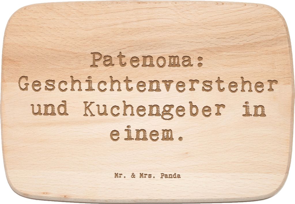 Mr. & Mrs. Panda Holz Frühstücksbrettchen Spruch Patenoma - Transparent - Geschenk, Frühstücksbrett, Patenschaft, snackbrett, Kuchen, persönli...