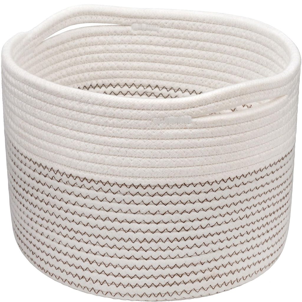 Aufbewahrungskorb, kleiner, gewebter Baumwollkorb für Handtücher im Kinderzimmer, Regalkorb im Büro, Durchmesser 24 x Höhe 18 cm