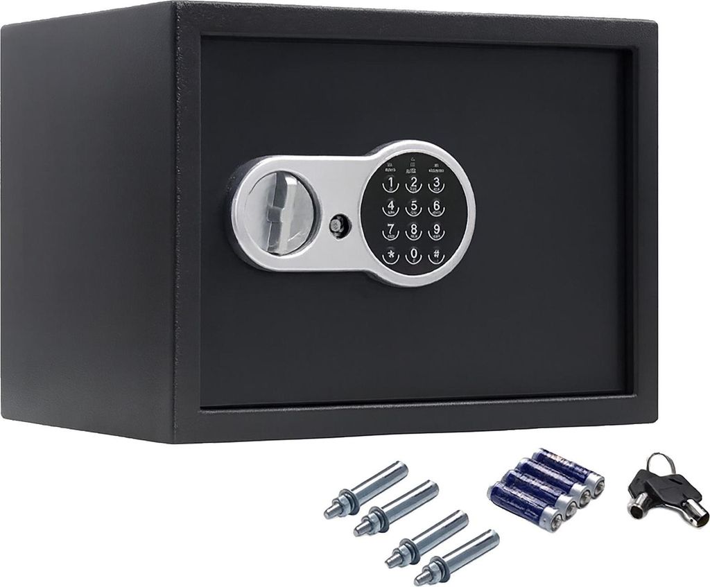 LED Elektronischer Tresor 16L | Digitaler Wandtresor mit Zahlenschloss & Notöffnung | Safe für Bargeld, Schmuck & Dokumente | 25x35x25 cm | inkl....