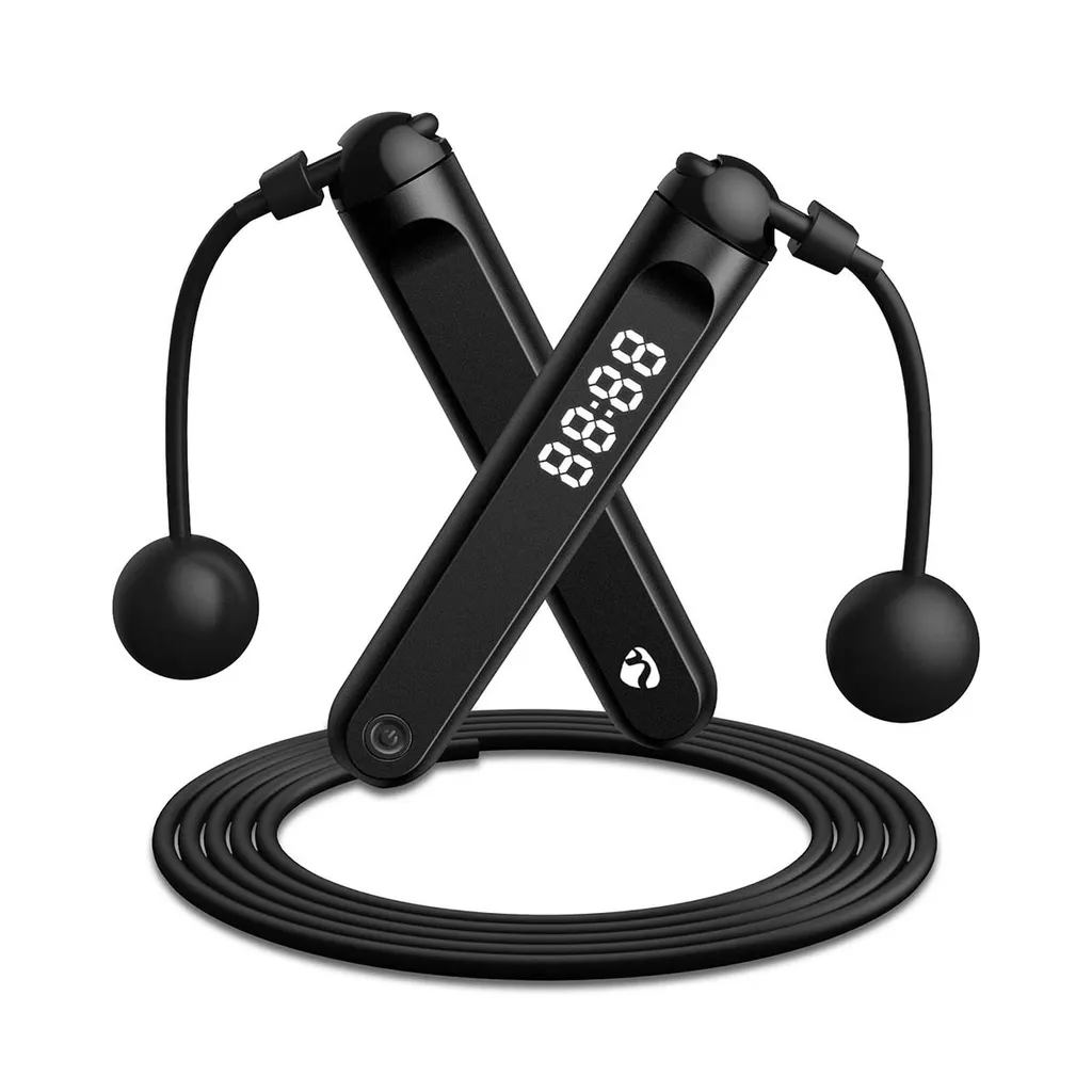 SmartLife Corde à Sauter Connectée Bluetooth Noir avec Capteur Hall