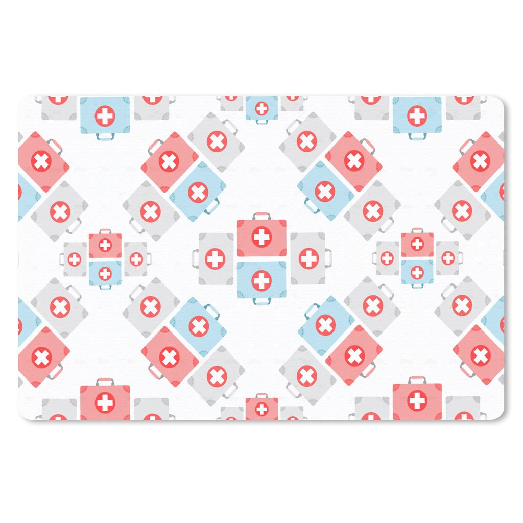 MuchoWow Schreibtischunterlage Erste-Hilfe-Kasten - Abstrakt - Muster 60x40 cm - XXL Mauspad - Großes Mauspad