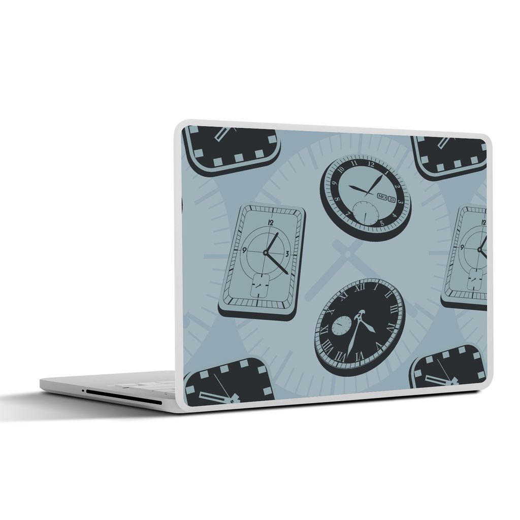 MuchoWow Laptop Aufkleber Sticker Cover Uhr - Muster - Vintage 30x21 cm - Sticker für Laptop - Selbstklebend