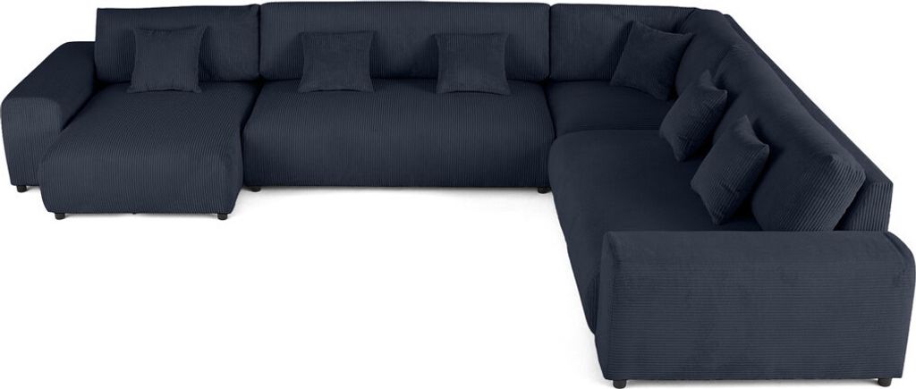 Lisa Design Garance - modulares Ecksofa rechts - 8 Plätze - aus Cordstoff , Nachtblau