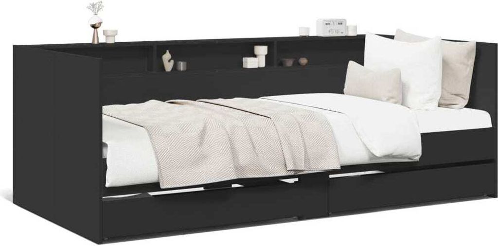 Langlebige Tagesbett mit Schubladen ohne Matratze Schwarz 90x200 cm Klassische Betten Möbel673513