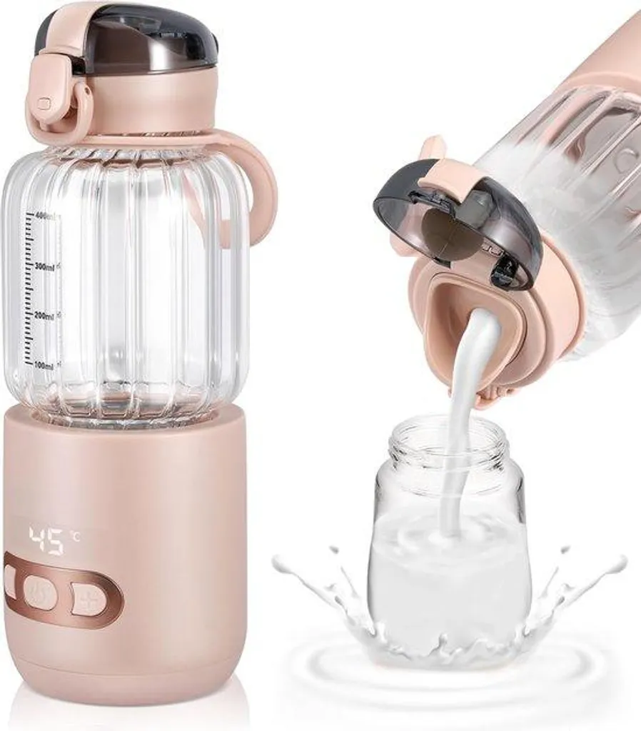 Chauffe-biberon voiture 400ml pour déplacements et longs trajets rose