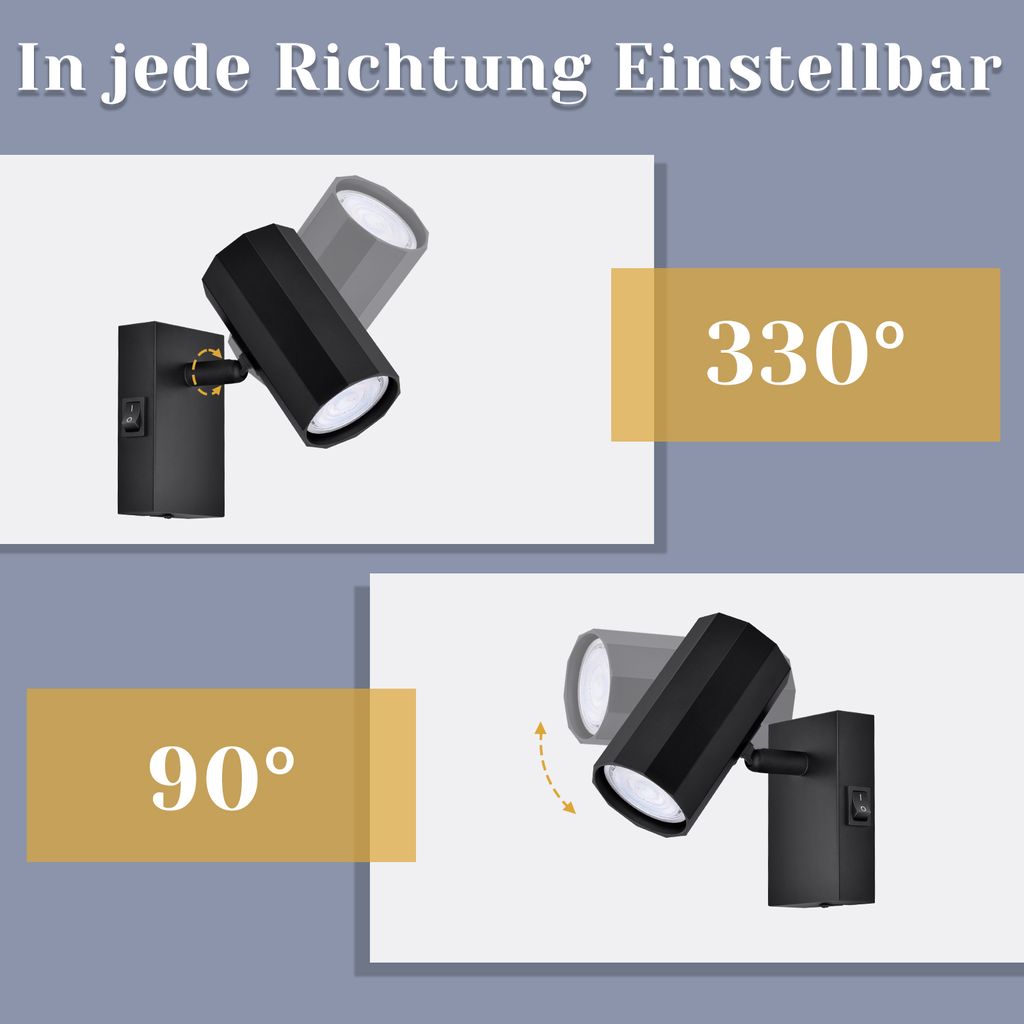 ZMH Wandleuchte innen 1 Flammig Schwarz Wandspots Wandlampe Produktbild 4