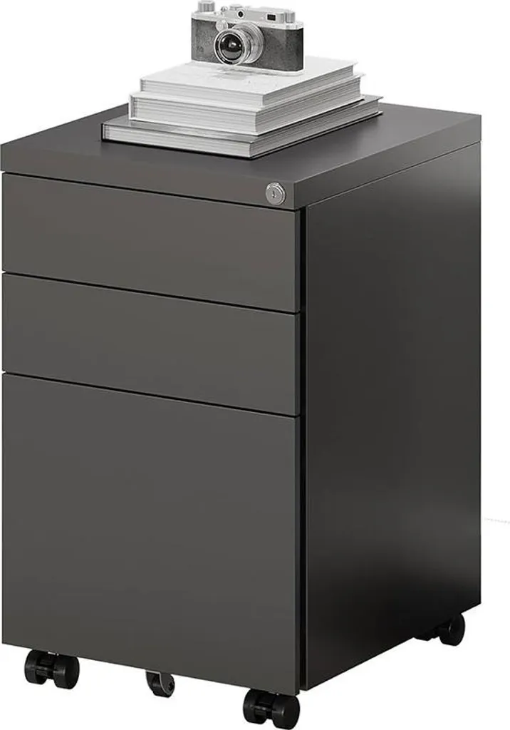 Meuble de rangement mobile pour dossiers suspendus et fournitures, noir