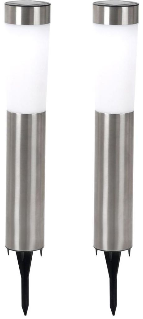 2er Set LED Solarleuchte, Edelstahl, Erdspieß, H 56 cm Produktbild 