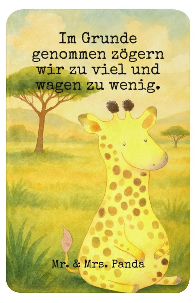 Mr. & Mrs. Panda Wohndecke Giraffe Zufrieden Design 100 x 150 cm - Weiß - Geschenk, Tagesdecke, Afrika, Heimdecke, Decke, Glück, Wärmedecke, Kus...