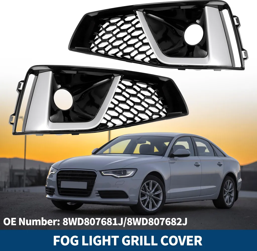 Cache antibrouillard avant pour Audi A4 B9 S-Line en ABS Noir Argent