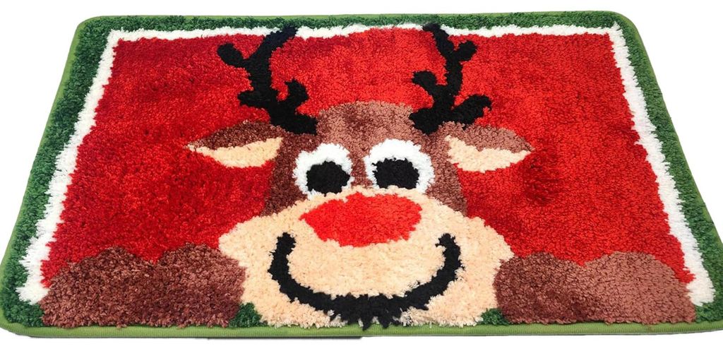 Weihnachtlicher Badezimmerteppich, Schneeflocken-Fußmatte aus Flanell, saugfähig, rutschfest, für weihnachtliche Heimdekoration
