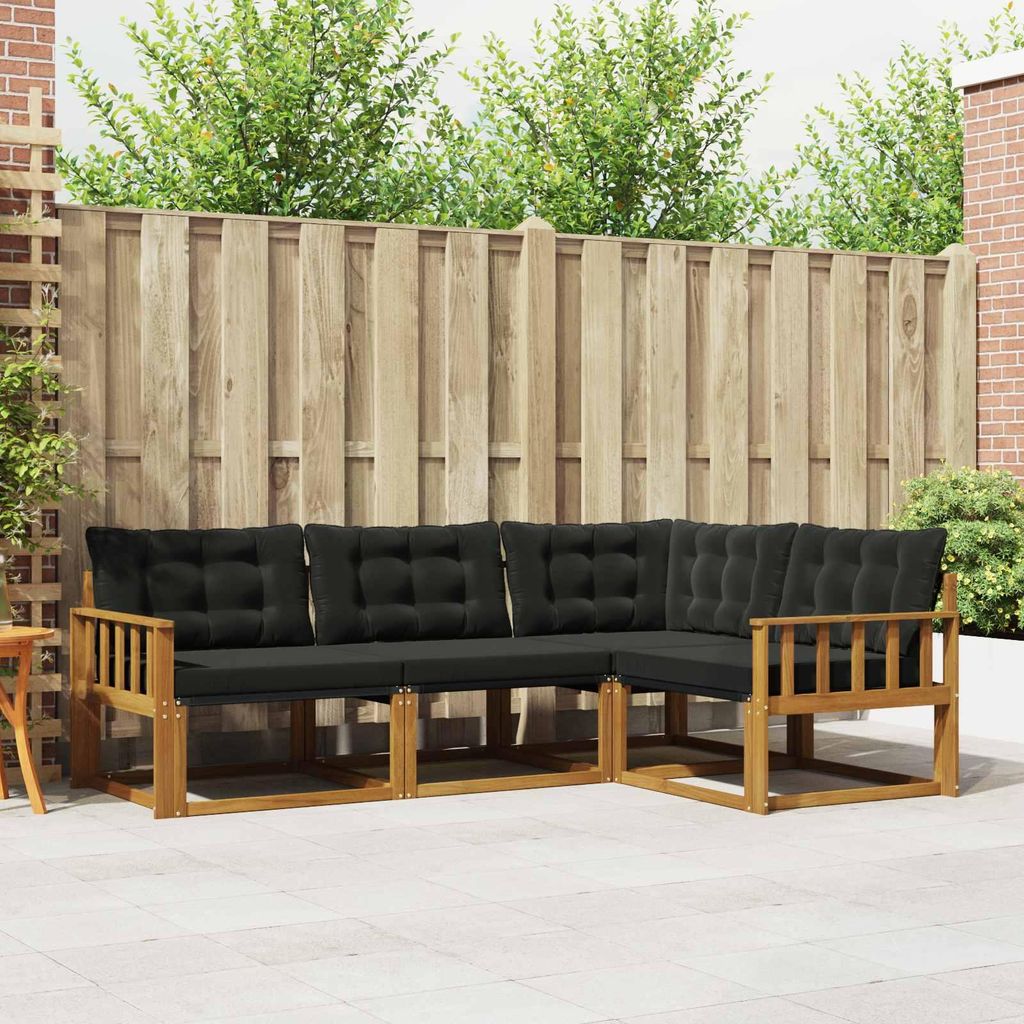 "Neues Produkt" Sofa Set mit Kissen - 4 pcs - Natürlich und Schwarz - Modern Gartensofas V763