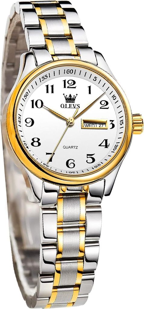 Damenuhr Analoge Leicht zu lesen Armbanduhr mit Kleines Gesicht Gold Silber Edelstahlband wasserdichte