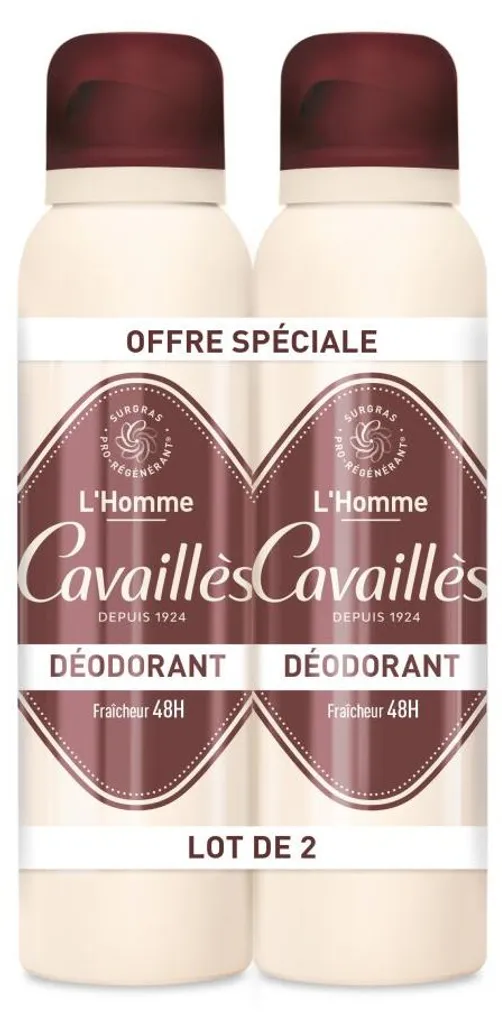 Rogé Cavaillès Déodorant Homme Fresh Spray 48H en lot de 2 x 150ml