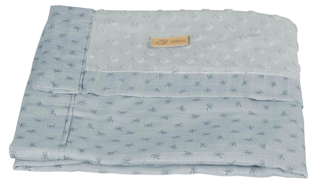 Babydecke Lil Planet 80 x 80 cm - für Mädchen und Jungen - Baumwolle - Terry Dots Punkte Motiv - GOTS - Hellblau