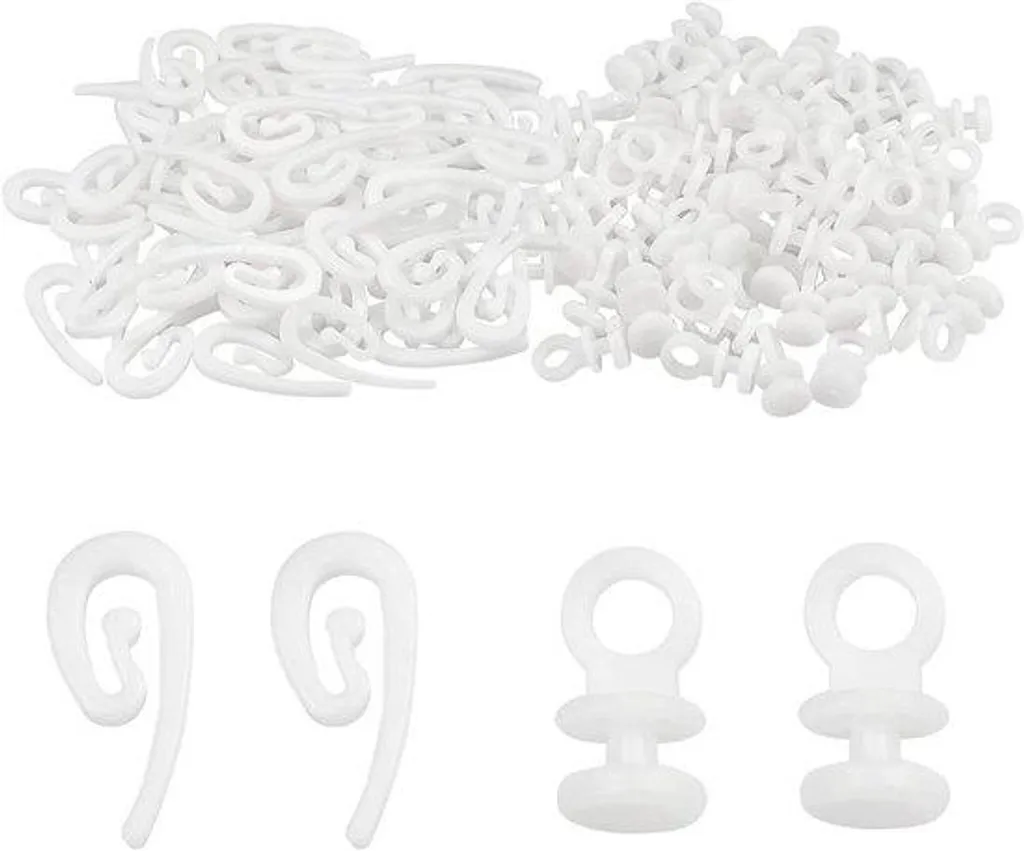 Crochets de rideaux souples blancs à roulettes pour tringle - 200 pcs