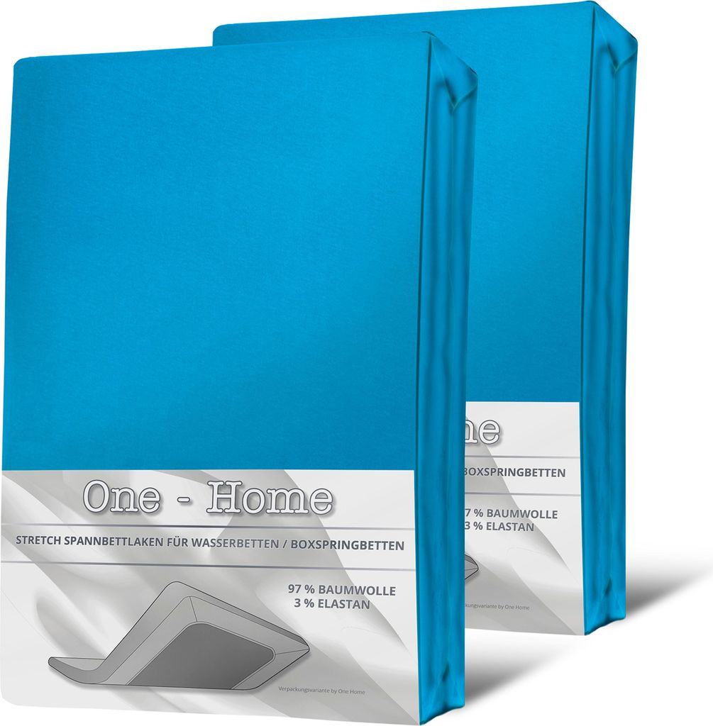 2er Set Spannbettlaken Boxspringbett Wasserbett Elasthan Spannbetttuch Elasthan, Größe:180 - 200 x 200 - 220cm, Farbe:Türkis