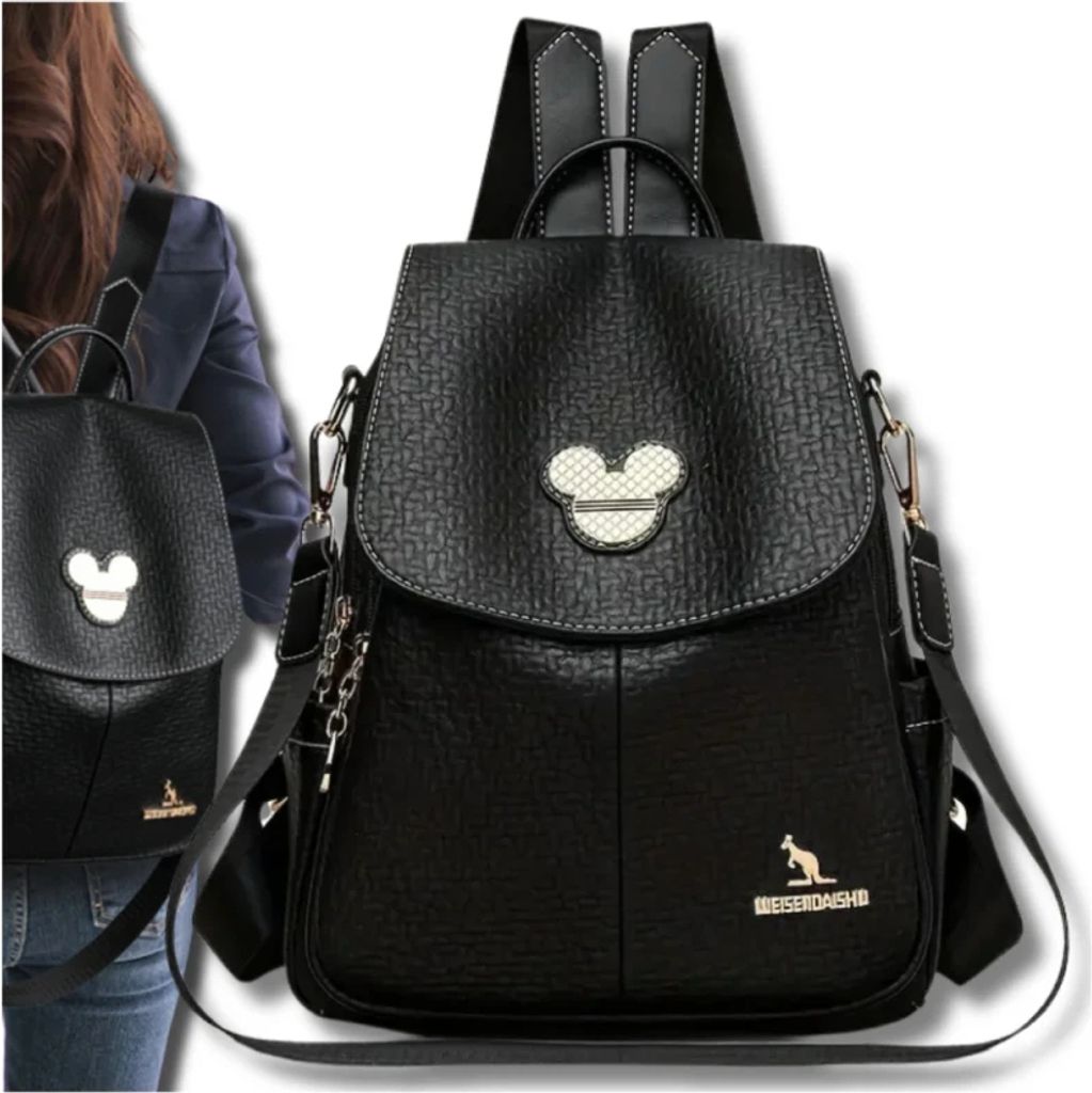Camerazar Elegante Zaino City 2in1 in pelle nera da donna Immagine del prodotto 